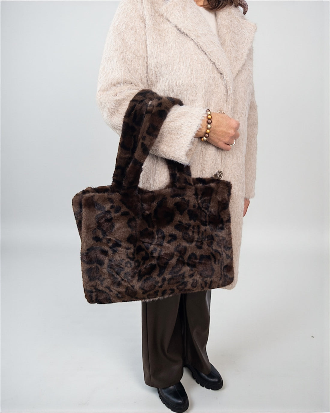 Leo Shopper in Felloptik dunkelbraun