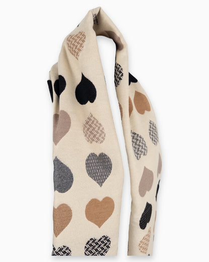 Schal mit Herz-Muster beige