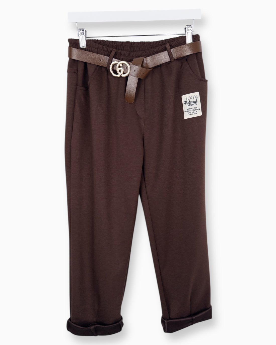 Hose mit Gürtel braun
