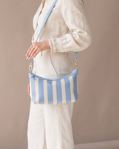 Maritime Canvas-Umhängetasche hellblau