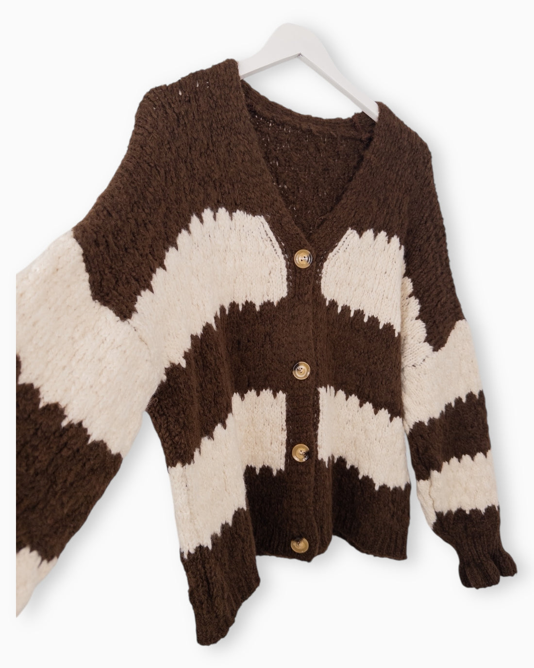 Strickjacke mit Streifen braun creme