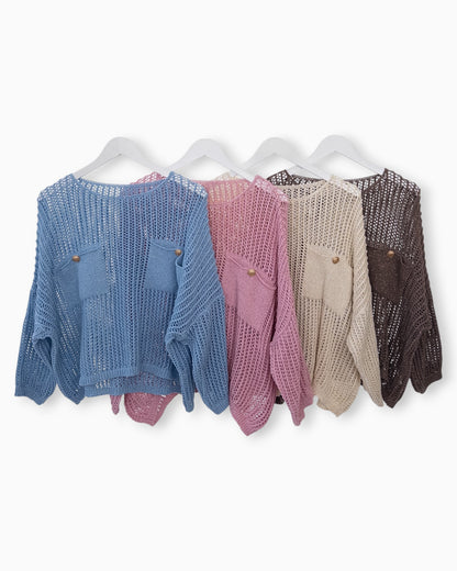 Häkel-Shirt mit Metallic-Effekt creme