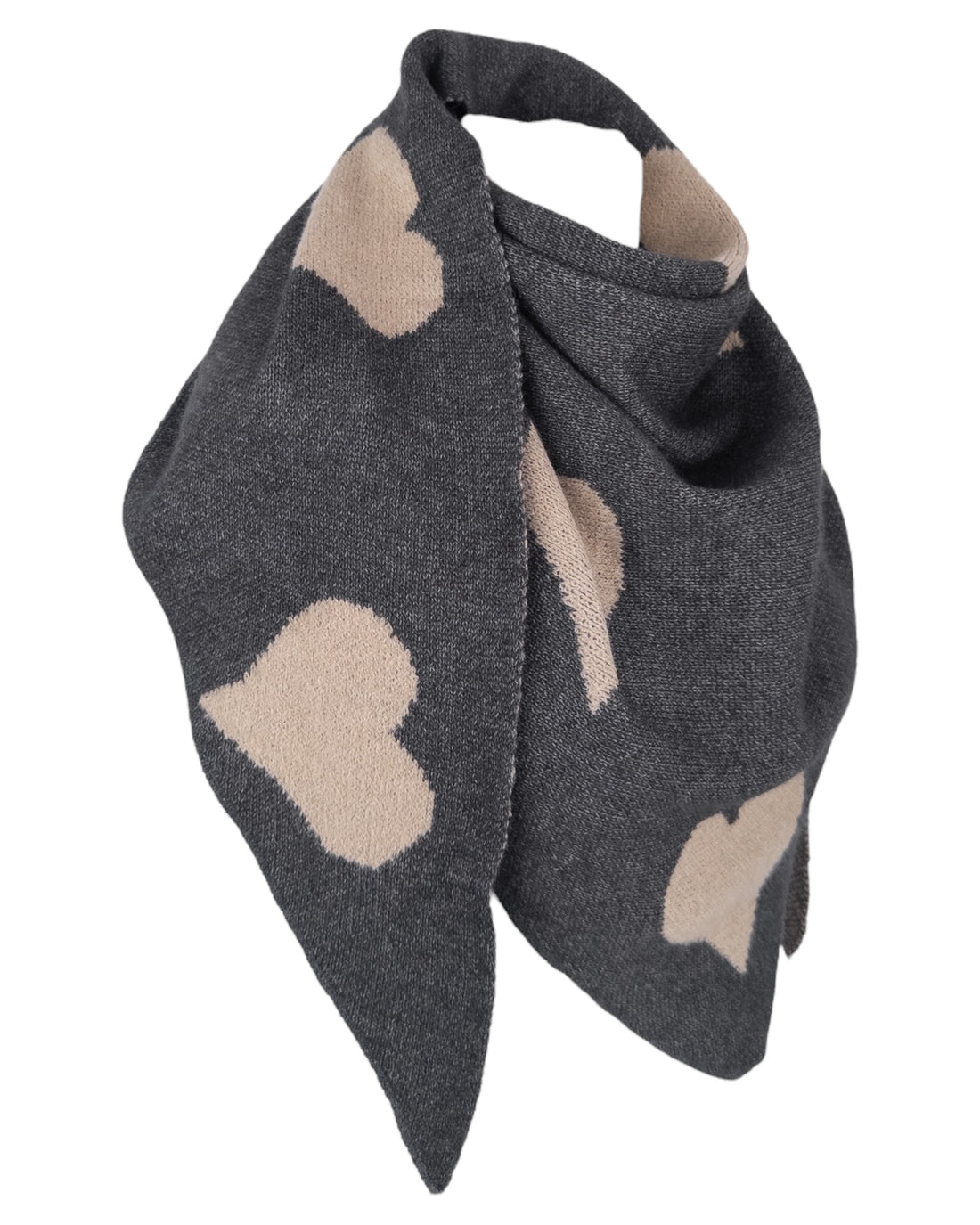 Herz Dreieckstuch dunkelgrau beige