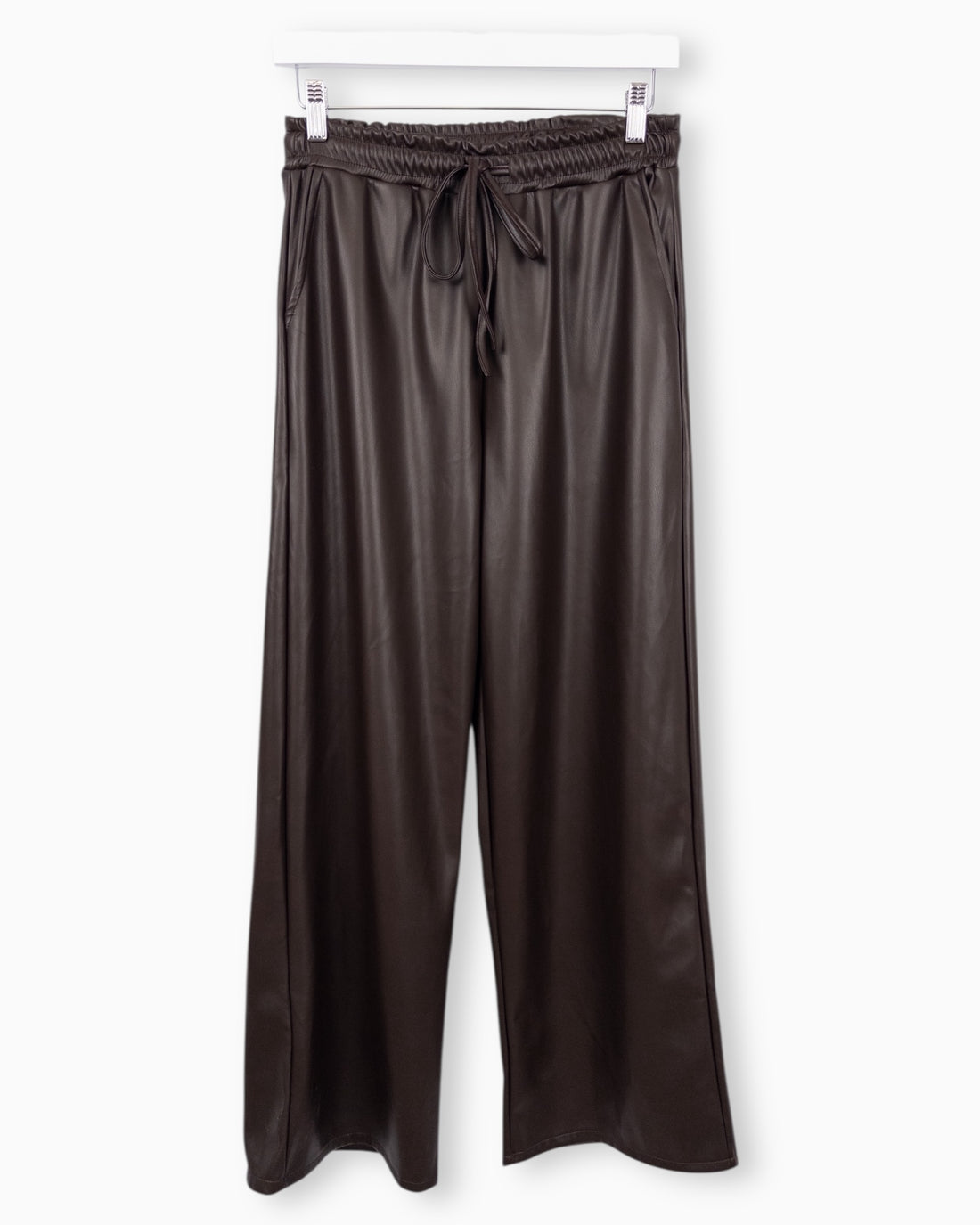 Hose in Lederoptik dunkelbraun