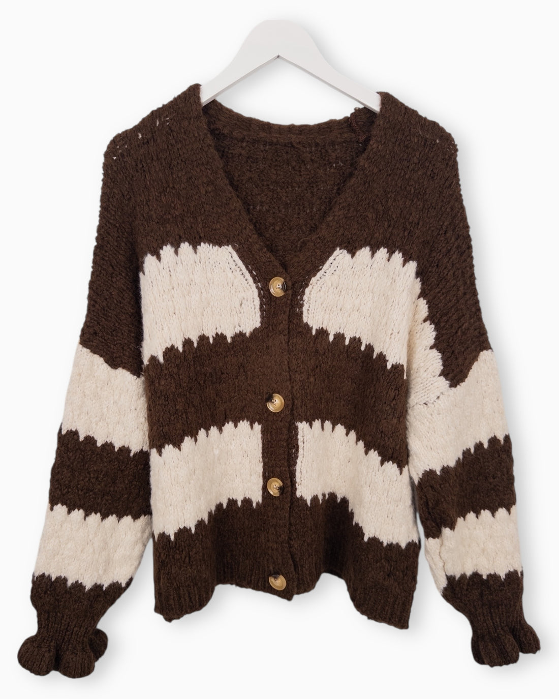 Strickjacke mit Streifen braun creme