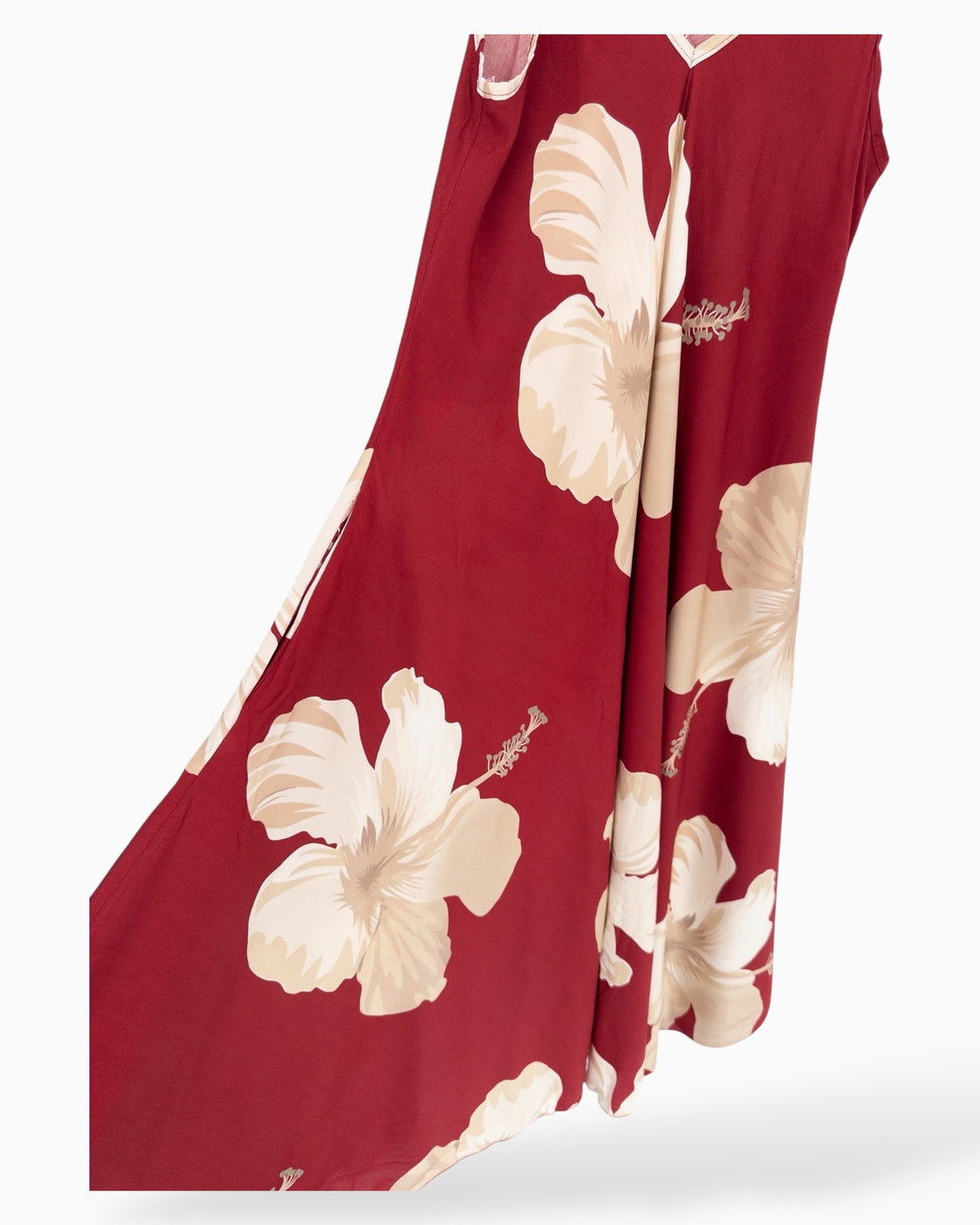 Langes Trägerkleid mit Blumen-Muster weinrot