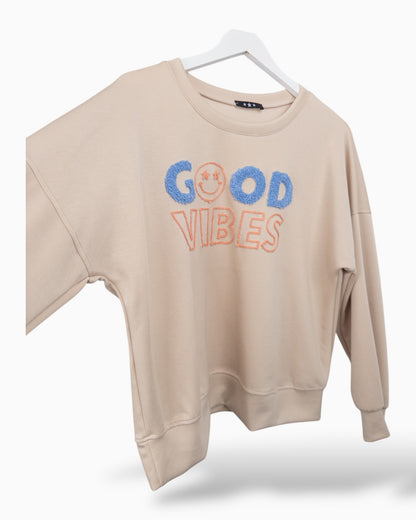 Sweatshirt Good Vibes beige