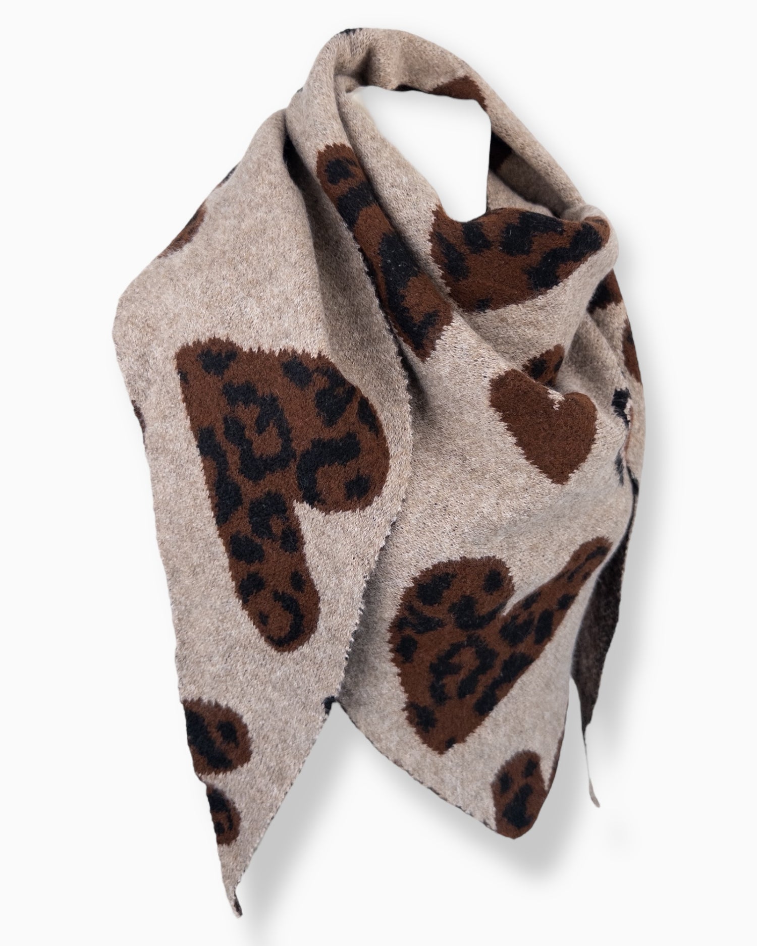 Dreieckstuch Leo Herz braun beige
