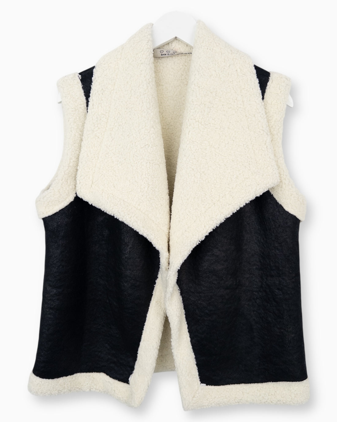 Teddy Weste schwarz creme