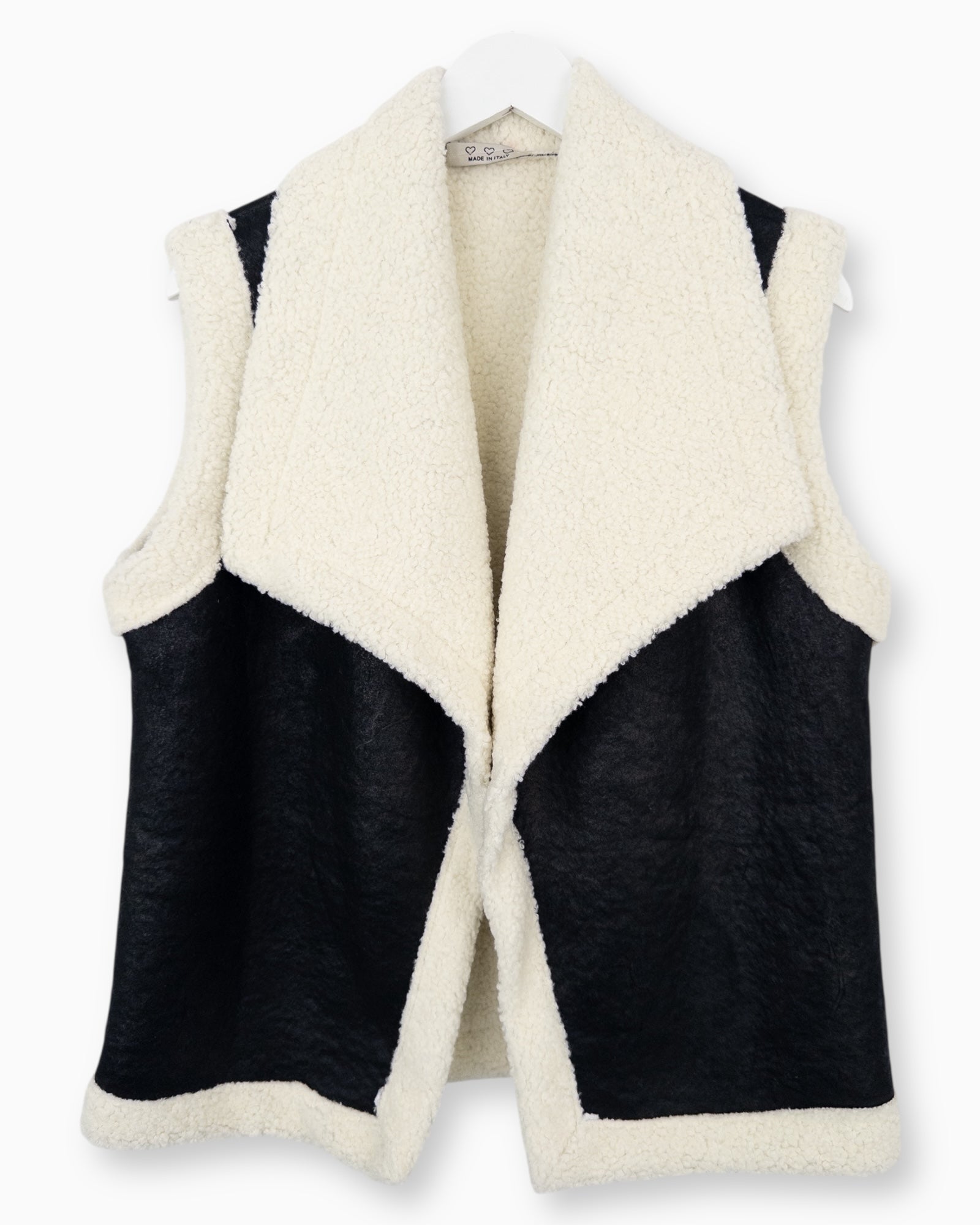 Teddy Weste schwarz creme