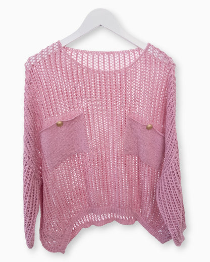 Häkel-Shirt mit Metallic-Effekt rosa