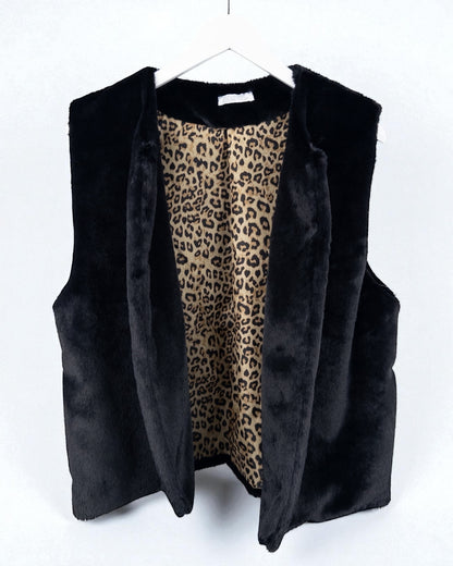Flauschige Kunstfell-Weste Leo schwarz