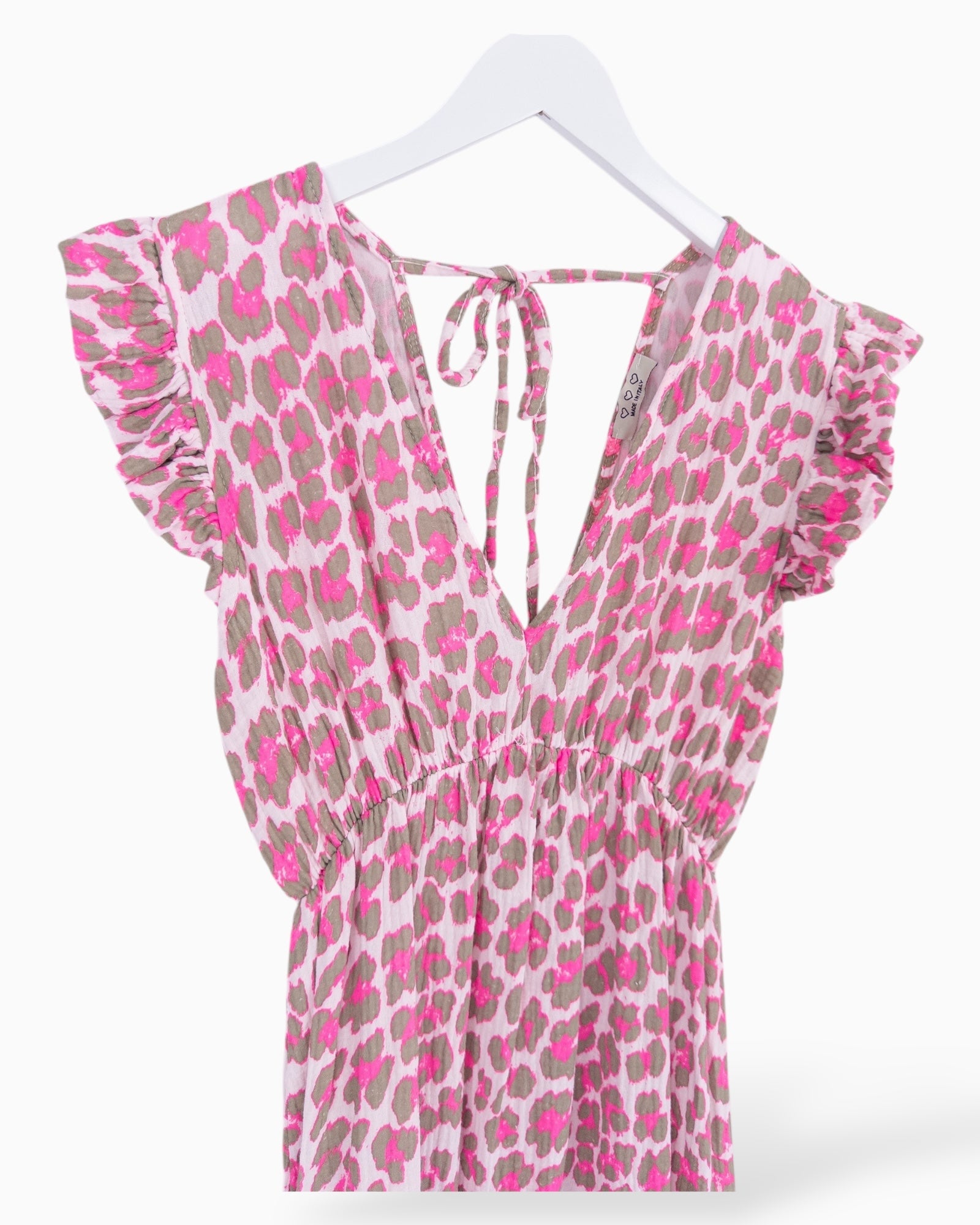 Leo Kleid aus Baumwolle weiß pink