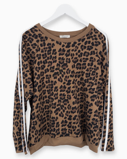 Oversize Leo Sweatshirt braun weiß