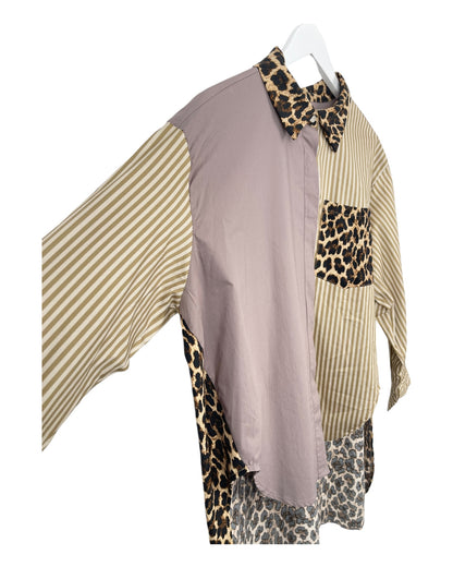 Bluse Leo mit Streifen beige