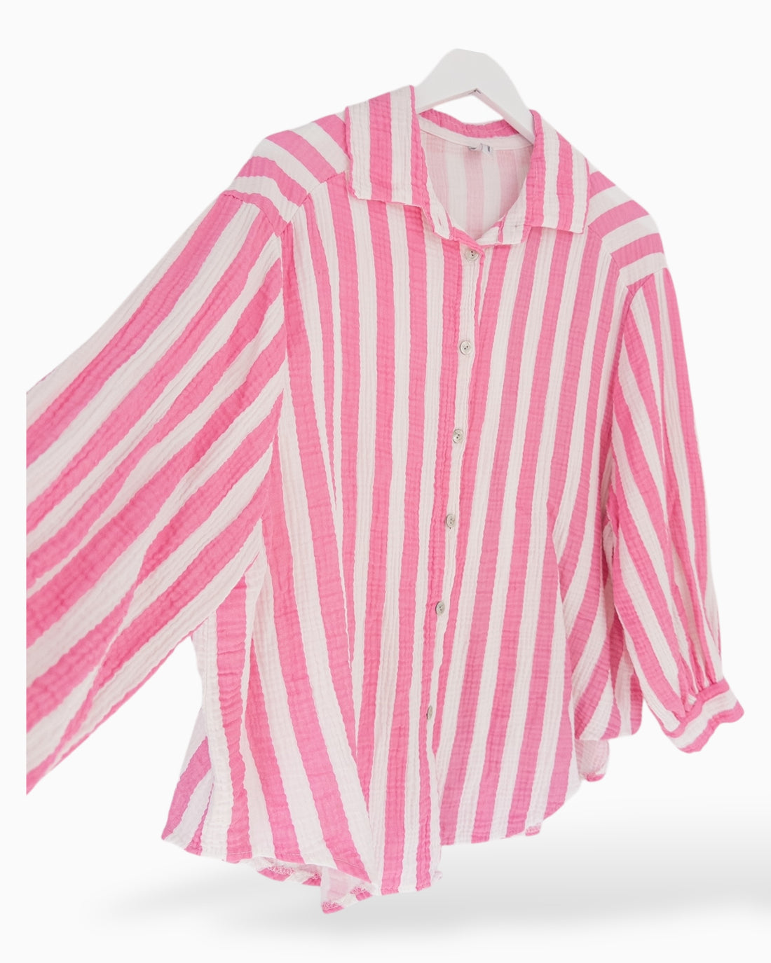 Bluse Musselin mit Streifen weiß rosa