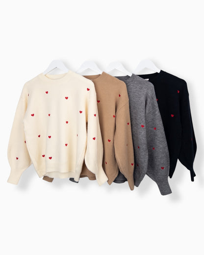 Pullover Herz creme