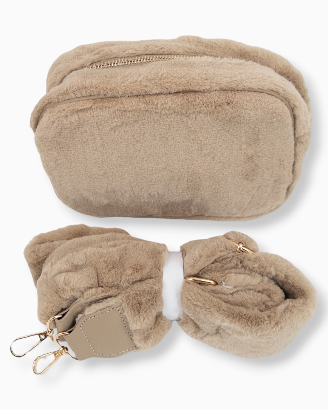 Flauschige Umhängetasche beige