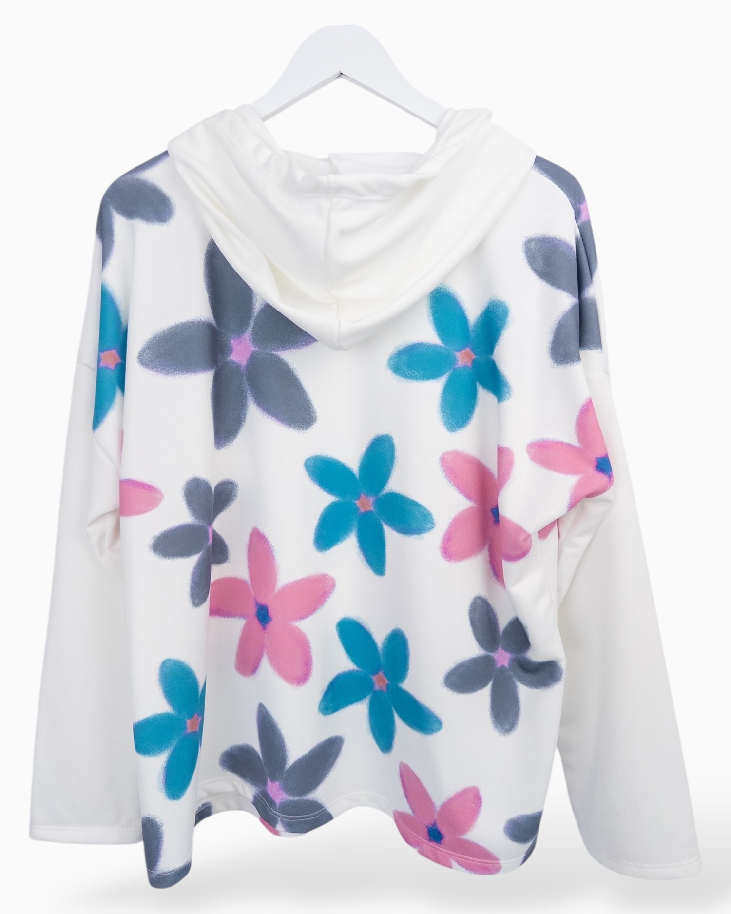 Hoodie Flower weiß rosa