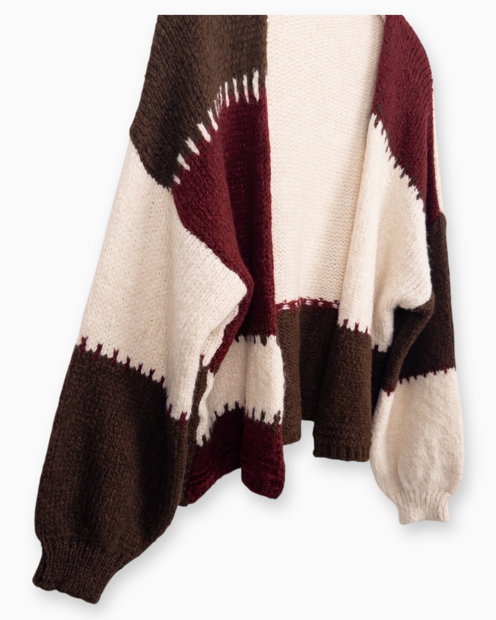 Mehrfarbige Strickweste weinrot braun creme