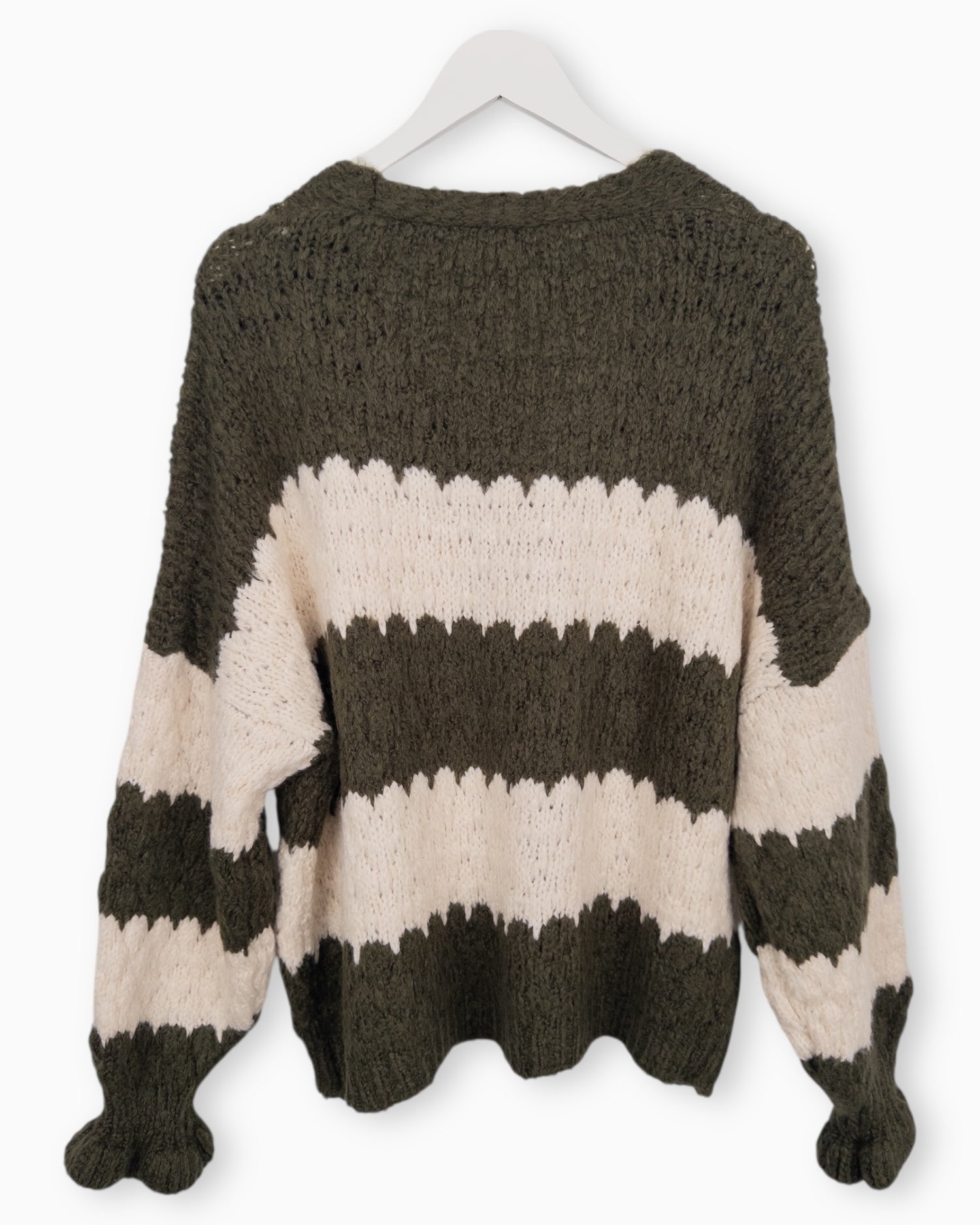 Strickjacke mit Streifen oliv creme