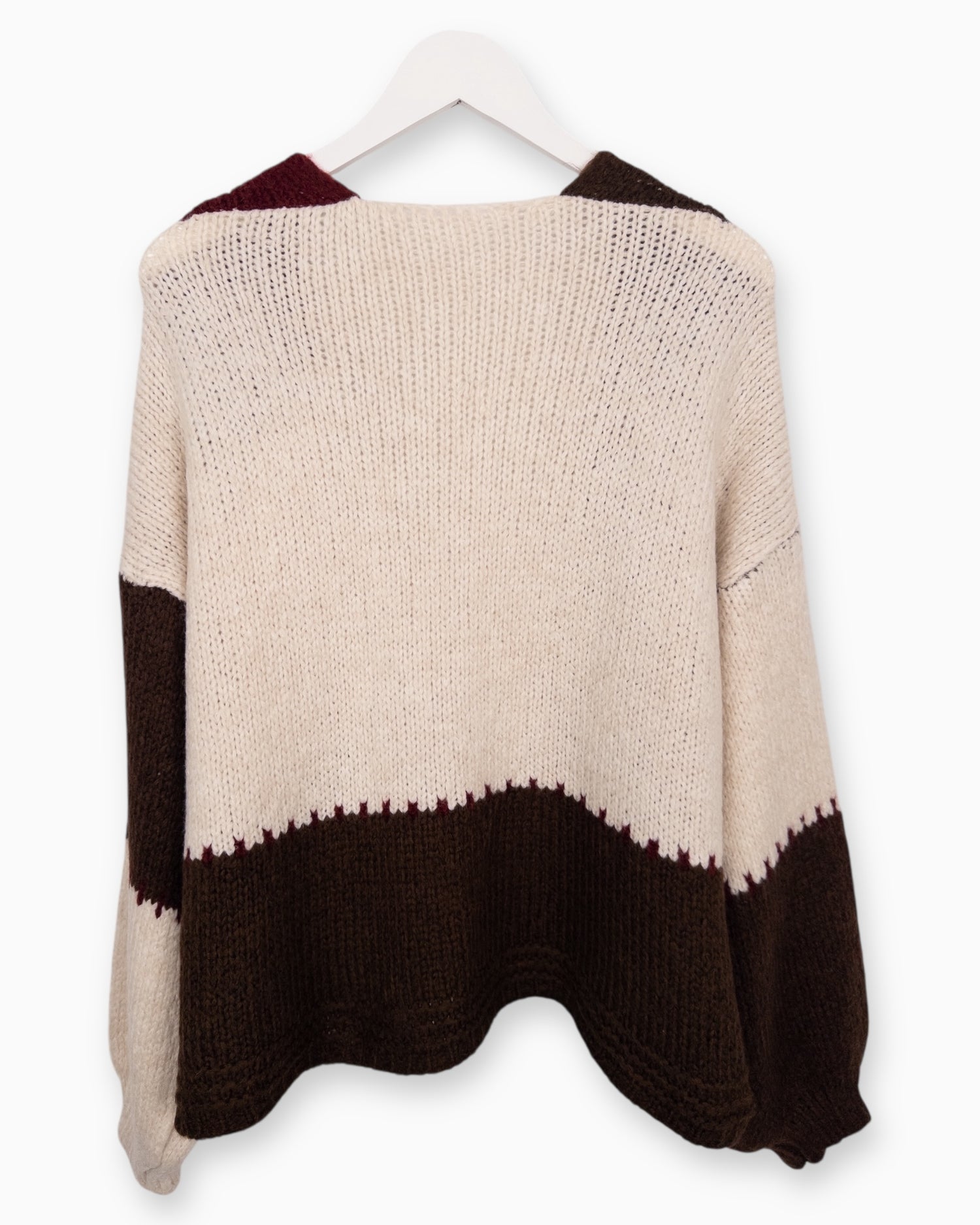 Mehrfarbige Strickweste weinrot braun creme