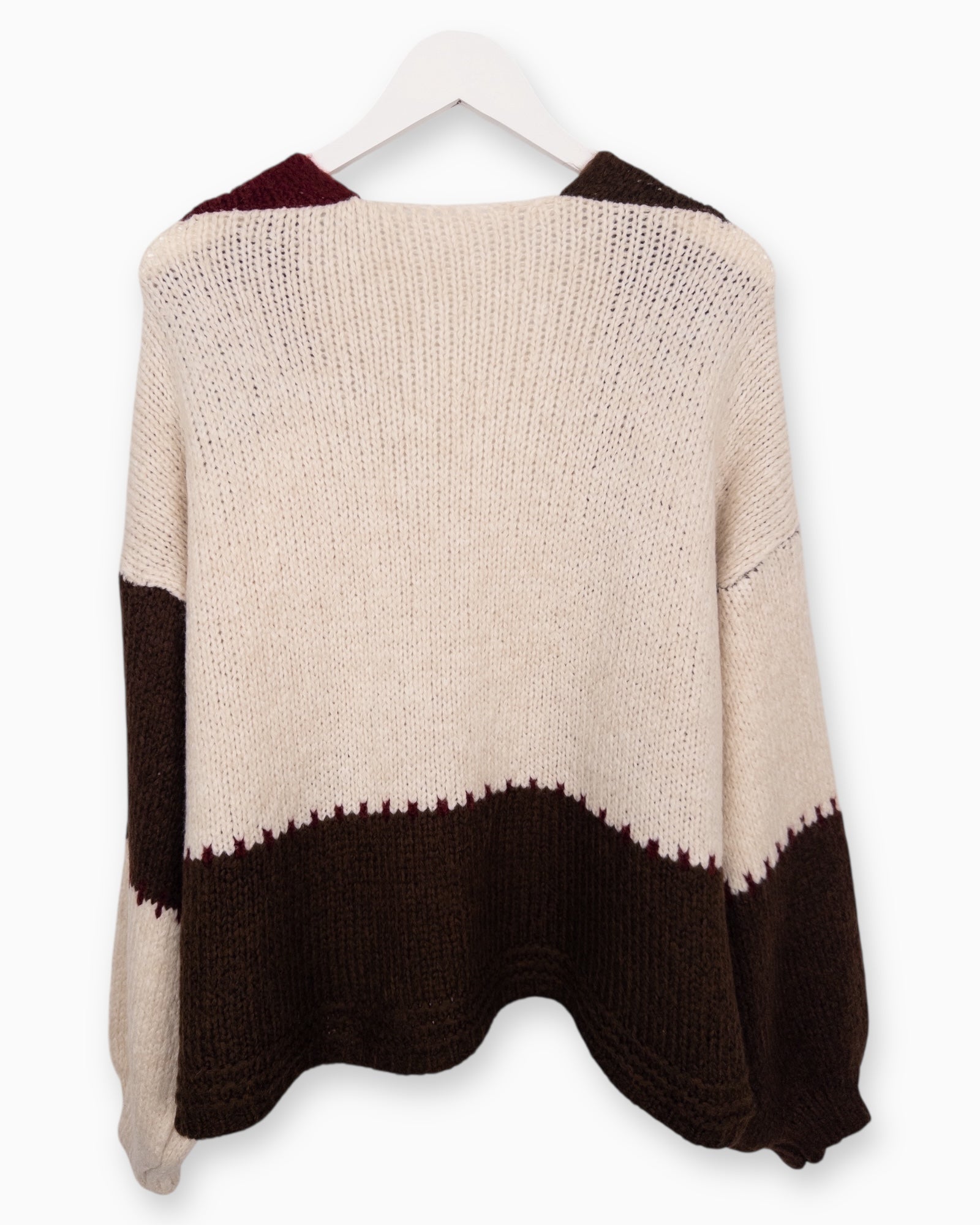 Mehrfarbige Strickweste weinrot braun creme