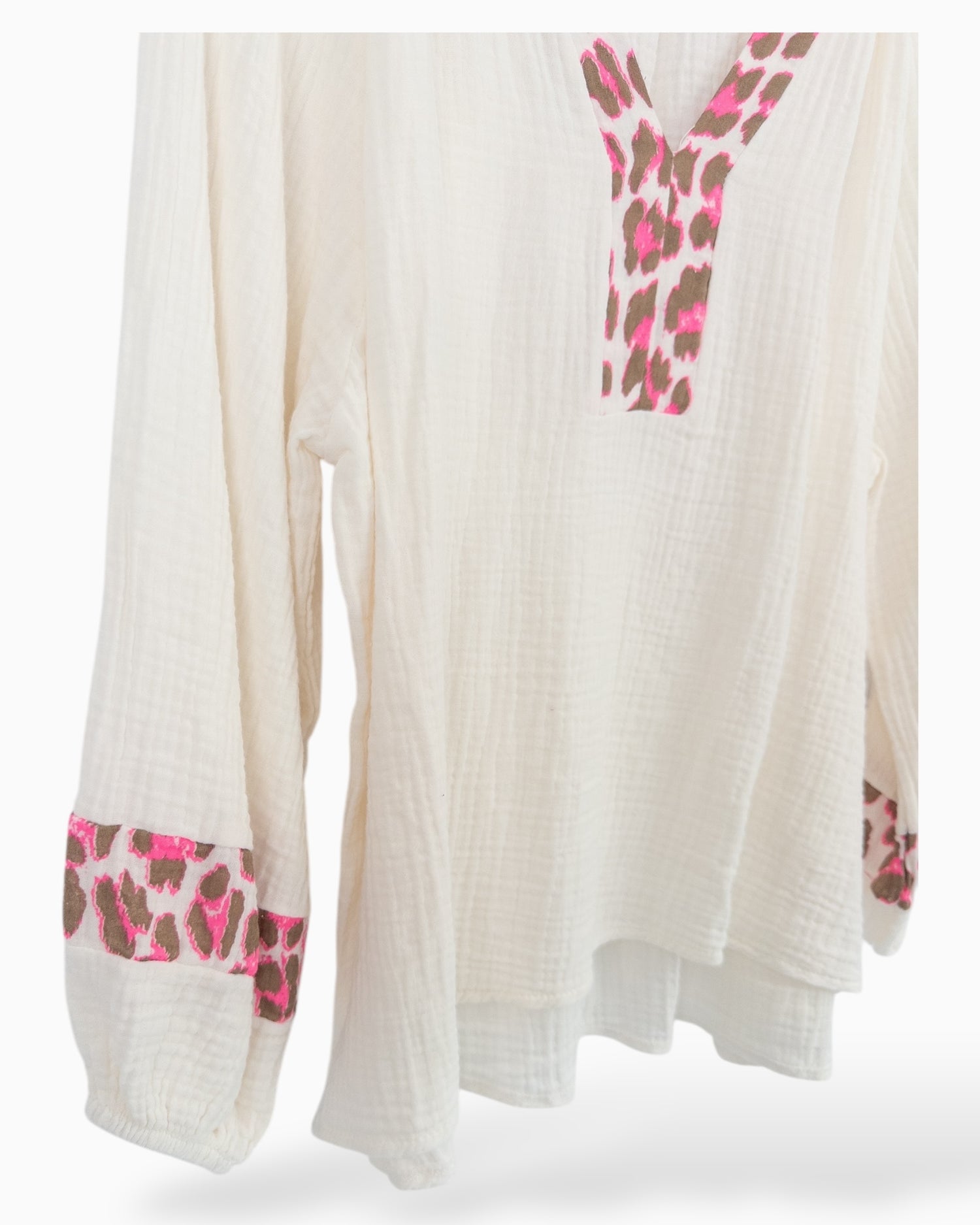 Leo Bluse Musselin creme pink