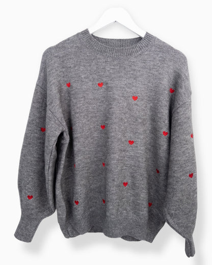 Pullover Herz grau