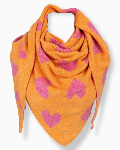 Dreieckstuch Herz orange pink