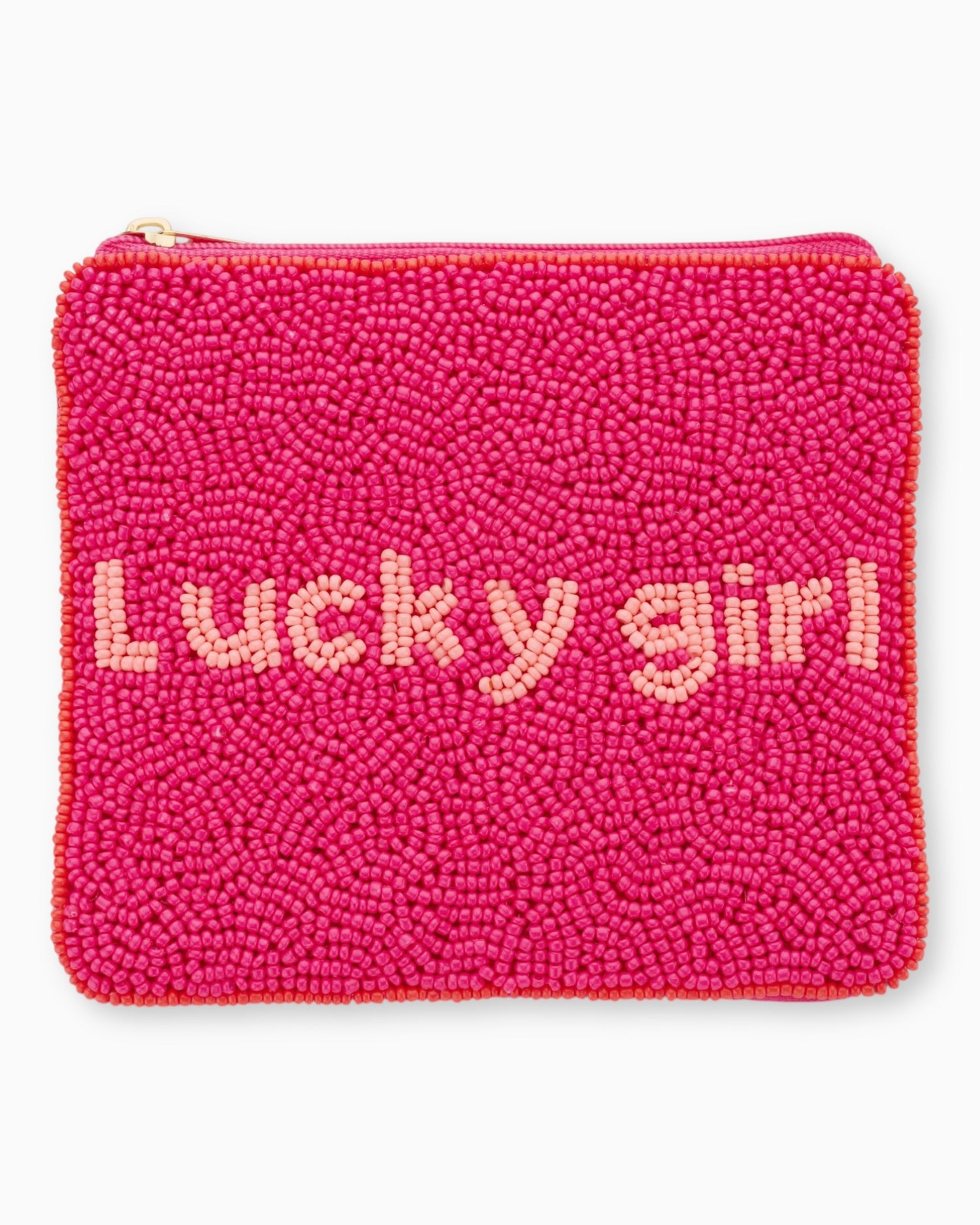 Handbesticktes Mini-Täschchen Lucky Girl pink