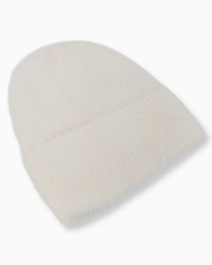 Flauschige Mütze creme