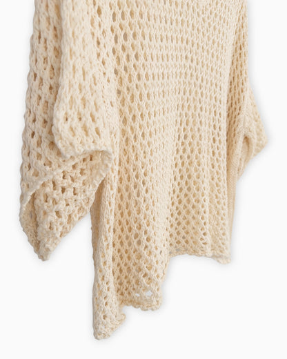Häkel-Shirt V-Ausschnitt creme