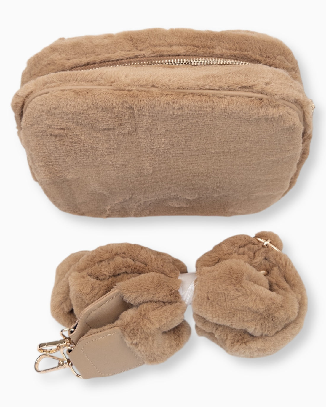 Flauschige Umhängetasche braun