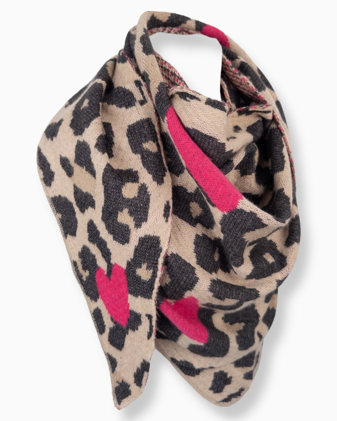 Leo Dreieckstuch Herz beige schwarz