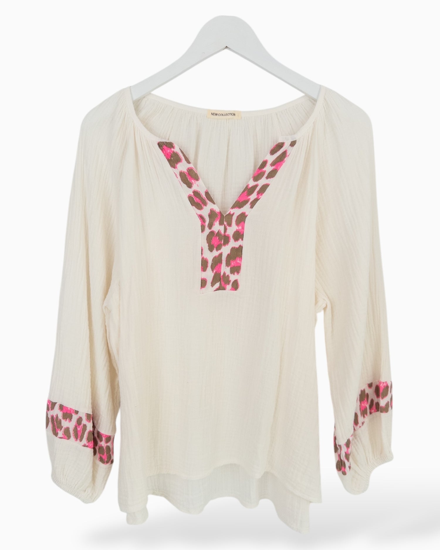 Leo Bluse Musselin creme pink