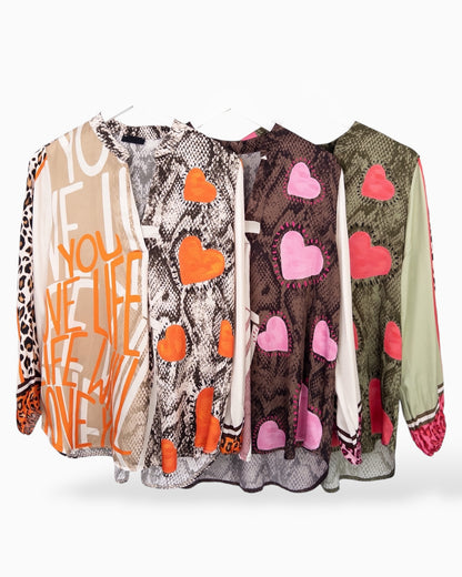 Bluse Love Wild beige orange