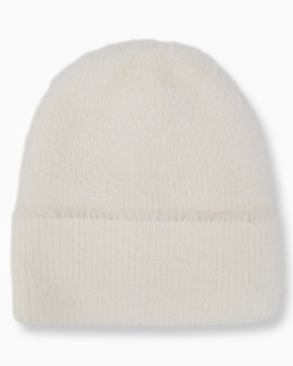 Flauschige Mütze creme