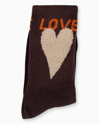 Herz Socken Love dunkelbraun