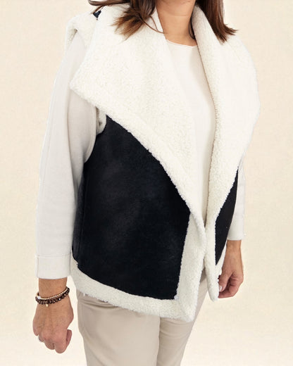 Teddy Weste schwarz creme