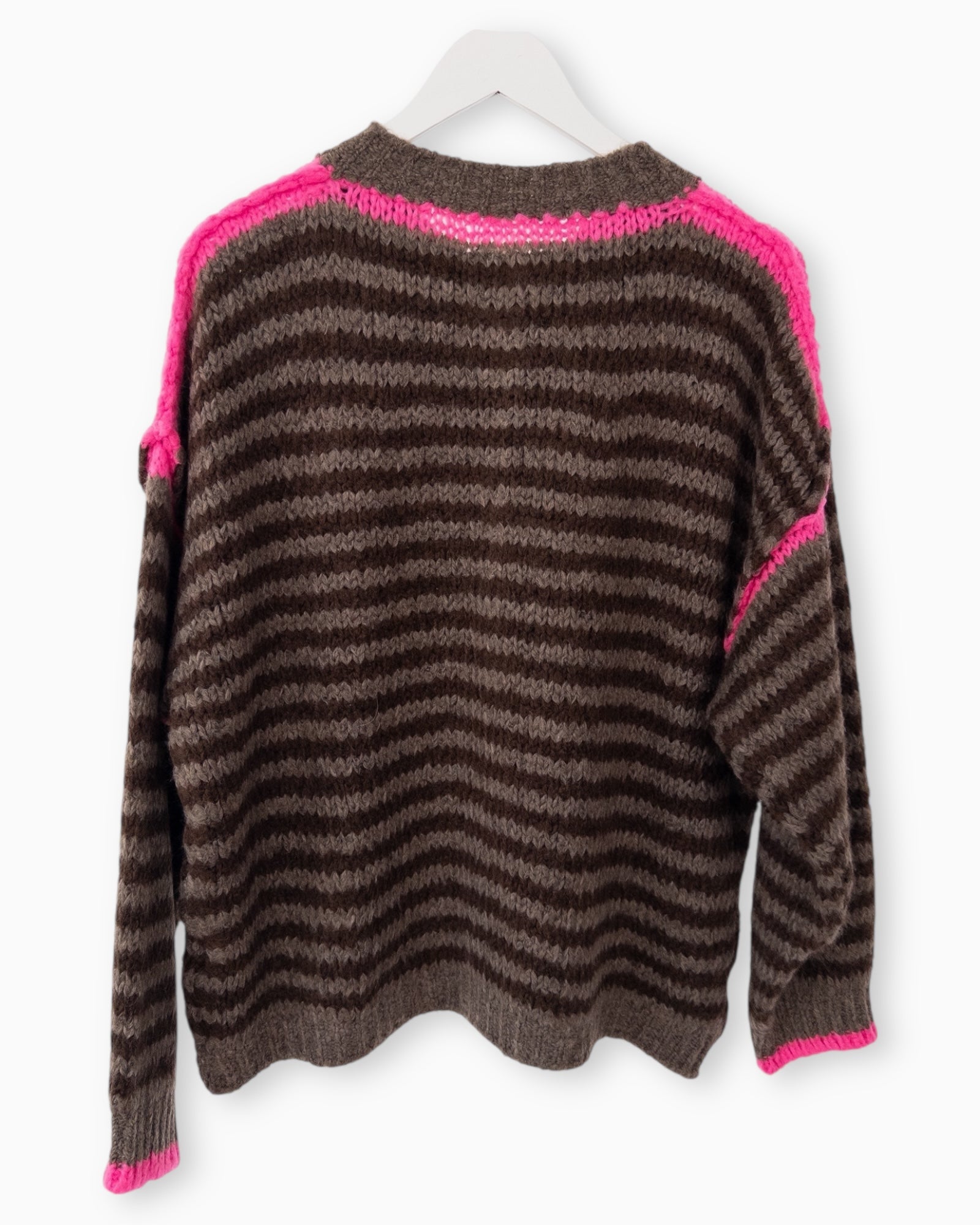 Strickjacke Streifen taupe braun