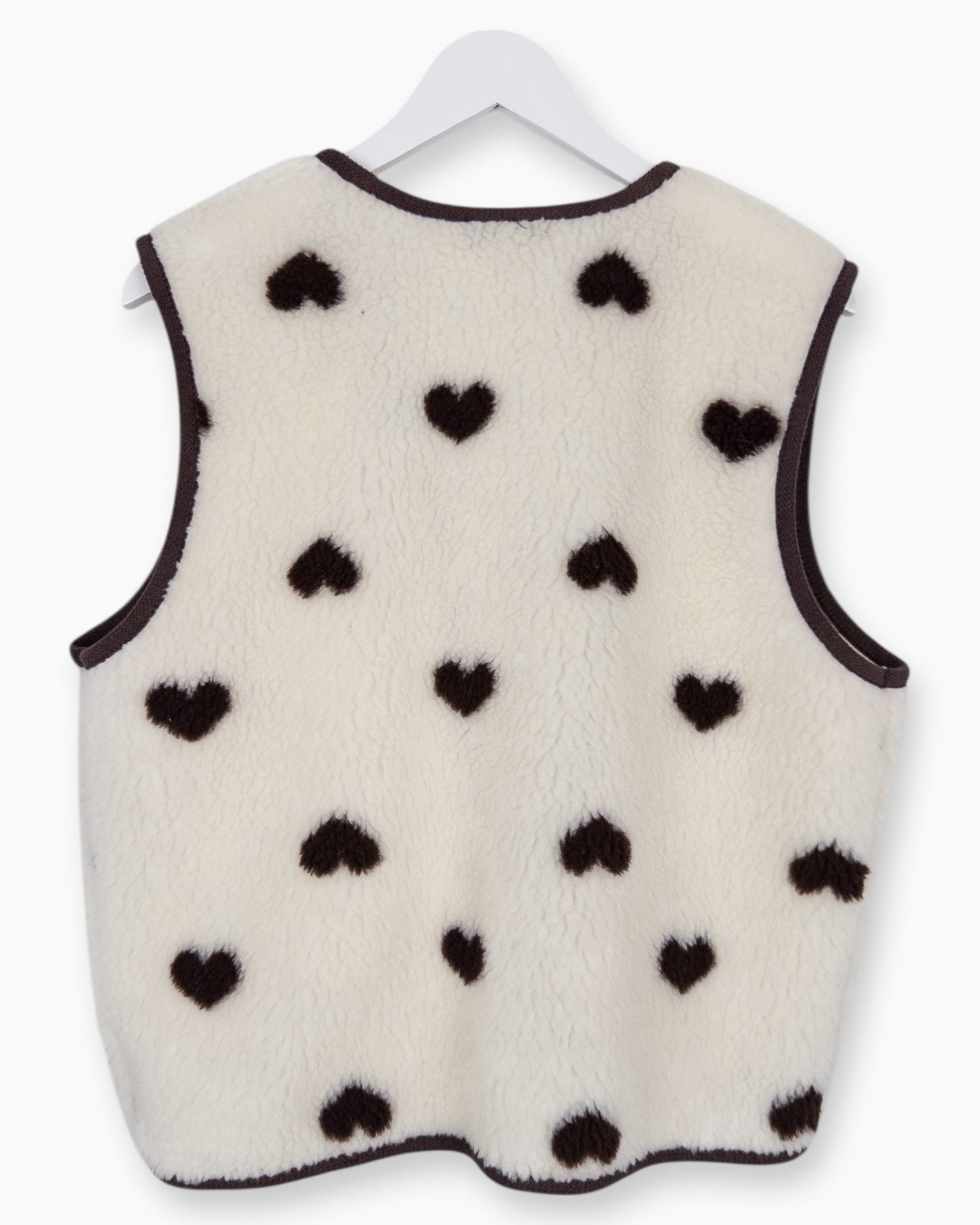 Leichte Teddy-Weste Herz creme braun