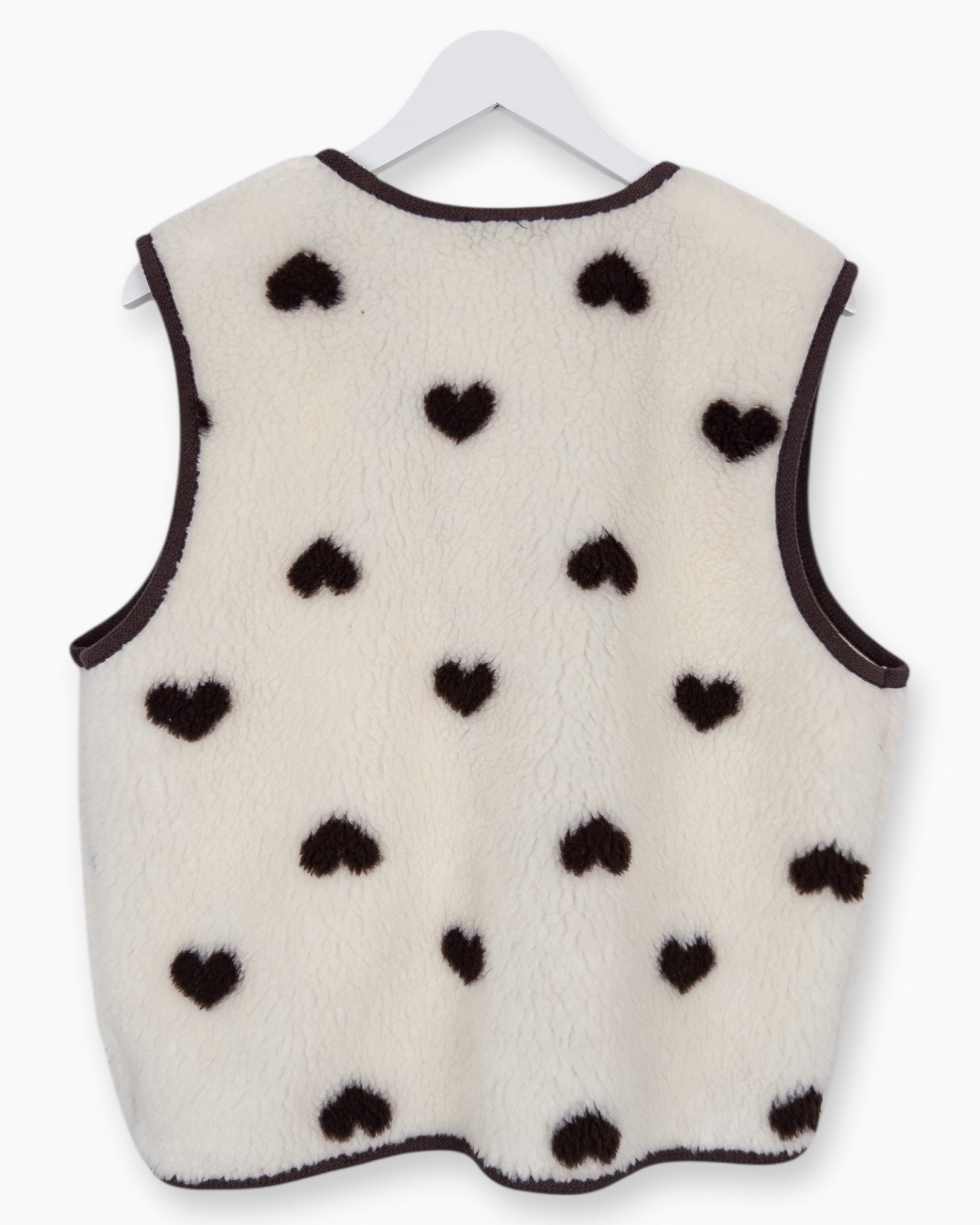 Leichte Teddy-Weste Herz creme braun