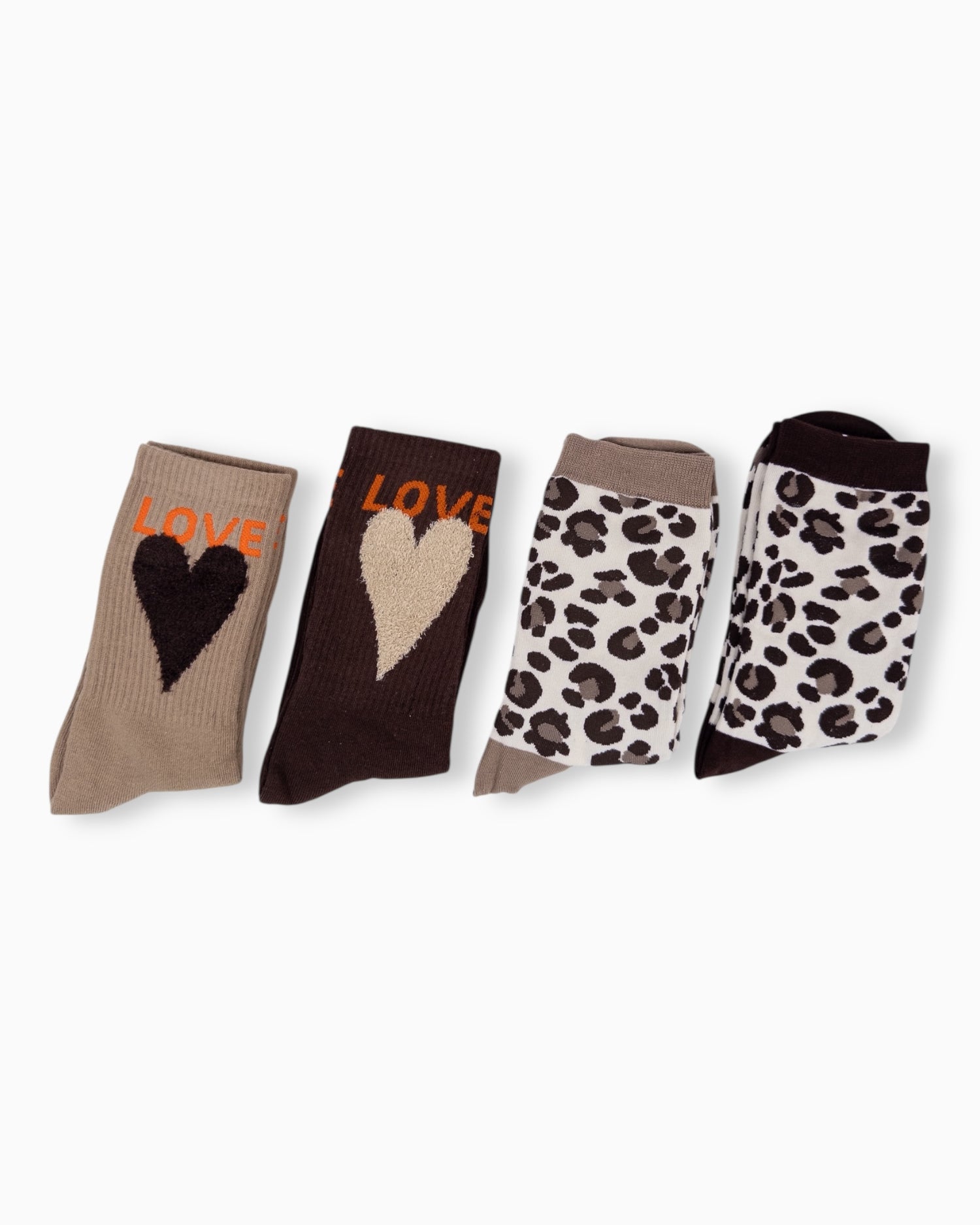 Leo Socken creme dunkelbraun