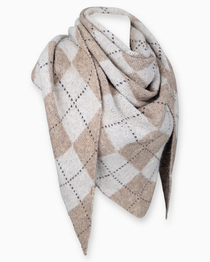 Karo Dreieckstuch beige creme