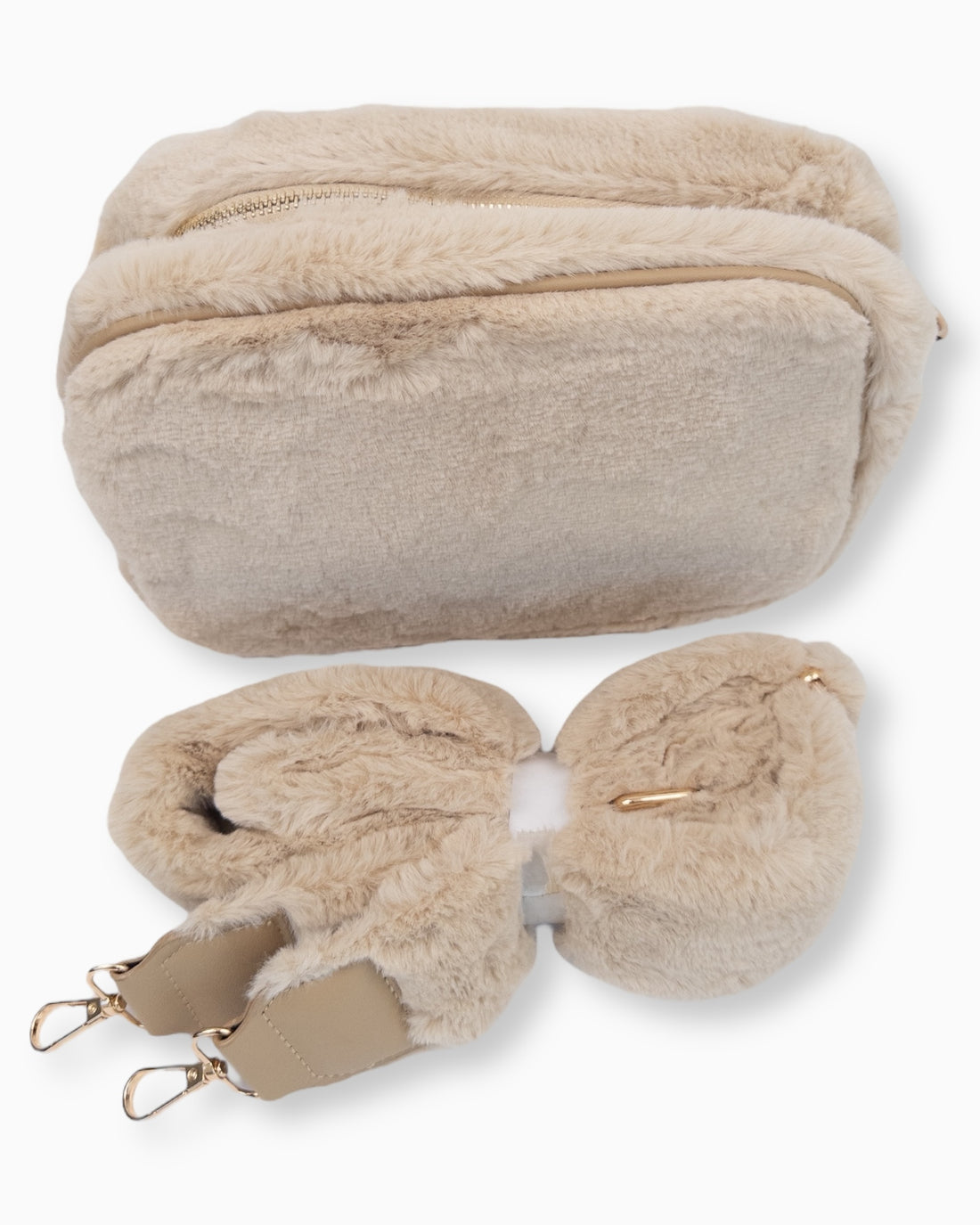 Flauschige Umhängetasche creme