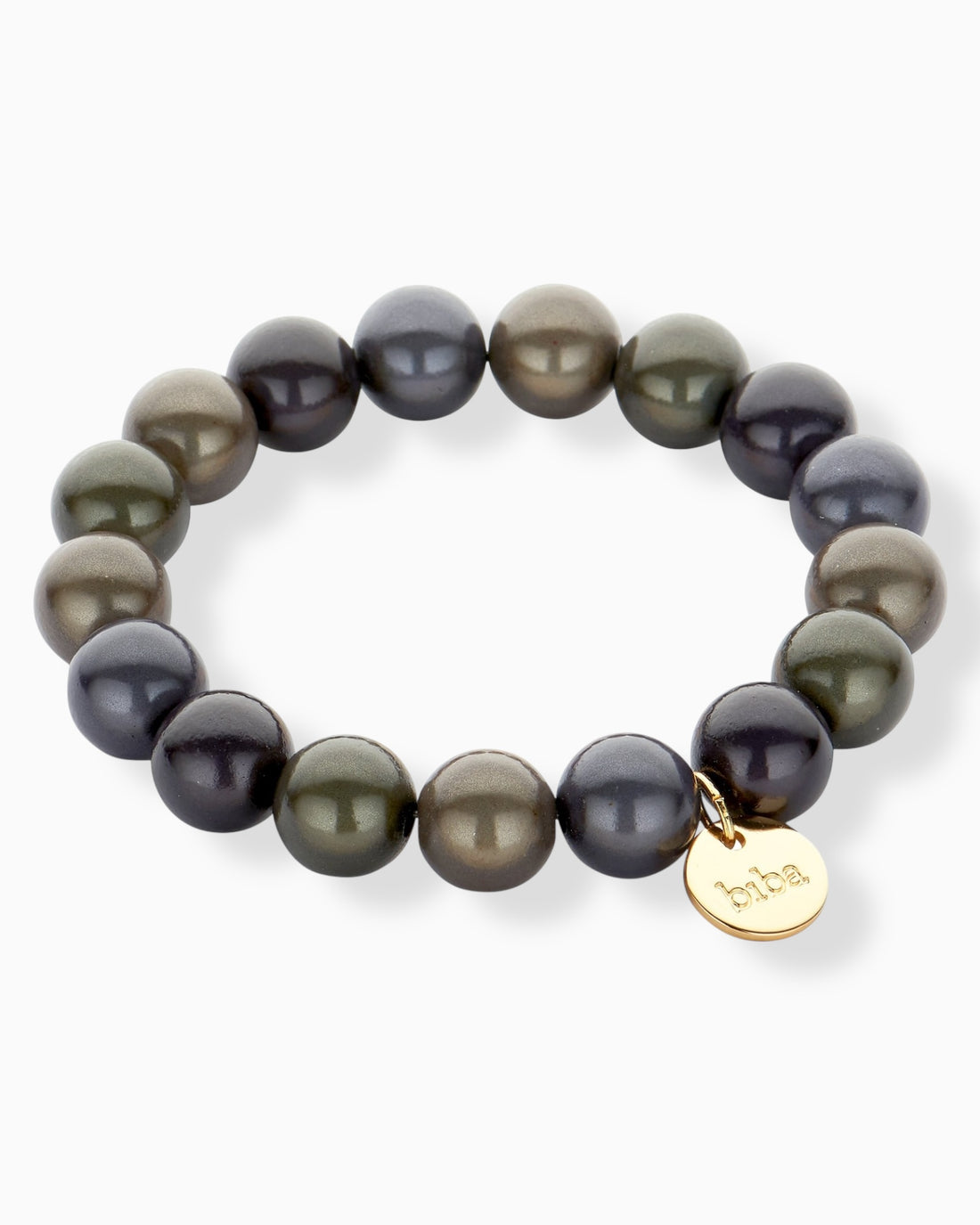 Perlenarmband Lia grau oliv