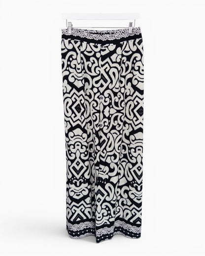 Leichte Hose mit Musterung schwarz weiß