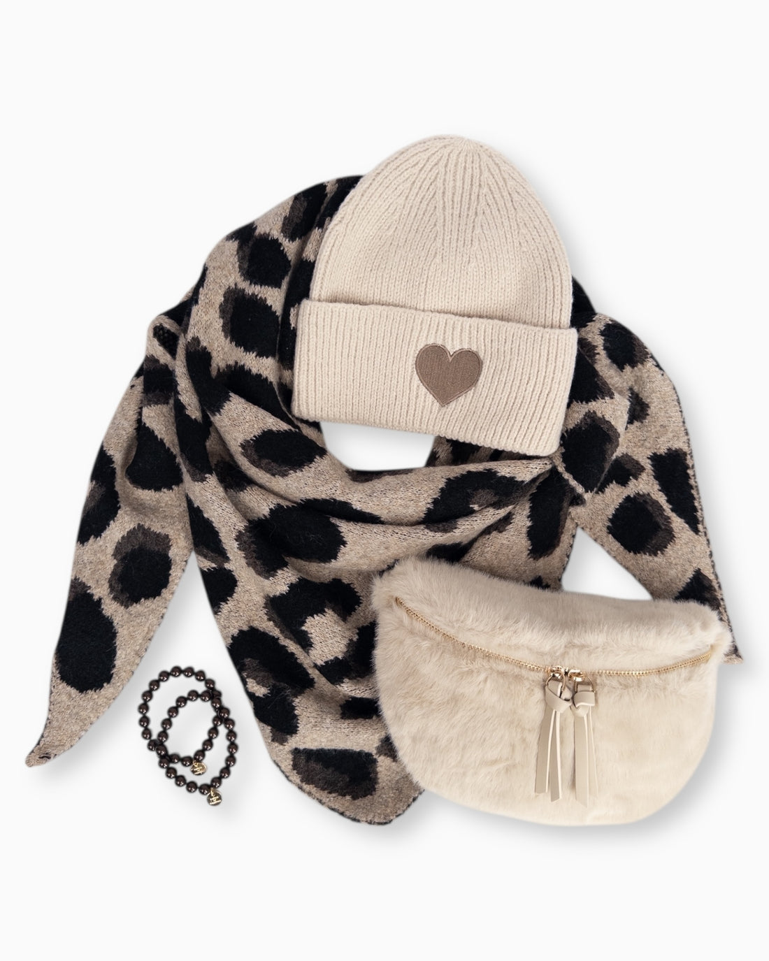 Leo Dreieckstuch beige schwarz