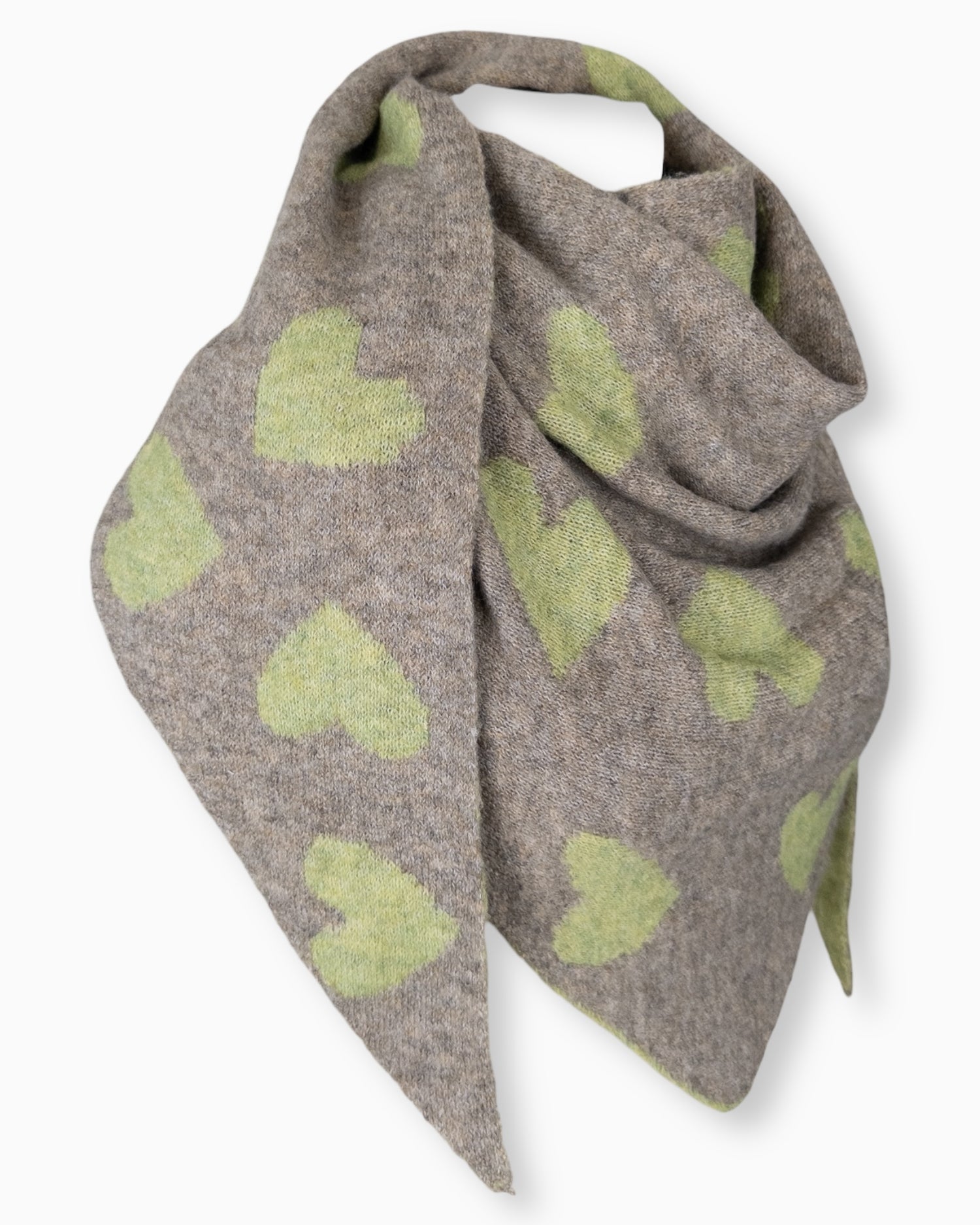 Dreieckstuch Herz taupe grün